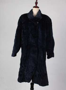 TM211-02579古着vintage冬季保暖真皮草水貂绒中长款大衣外套