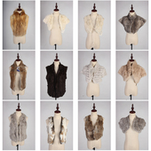 TM495古着vintage日系甜美风少女款 保暖秋冬真皮草兔毛马甲