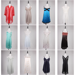 SQ143古着vintage日系中古居家木耳边蕾丝轻熟风甜美风中长款 睡裙