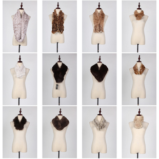 WJ413古着vintage秋冬真皮草兔毛围巾