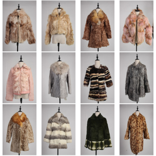 TM483古着vintage冬季真皮草兔毛保暖外套羚羊毛外套