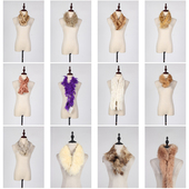 WJ419古着vintage日系秋冬真皮草兔毛毛领围巾