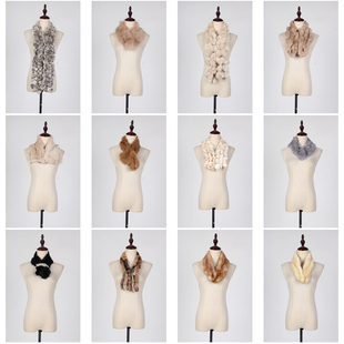 WJ417古着vintage日系秋冬真皮草兔毛毛领围巾