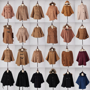 DA16古着日本制秋冬vintage中古文艺复古风双排扣大翻领斗篷披肩
