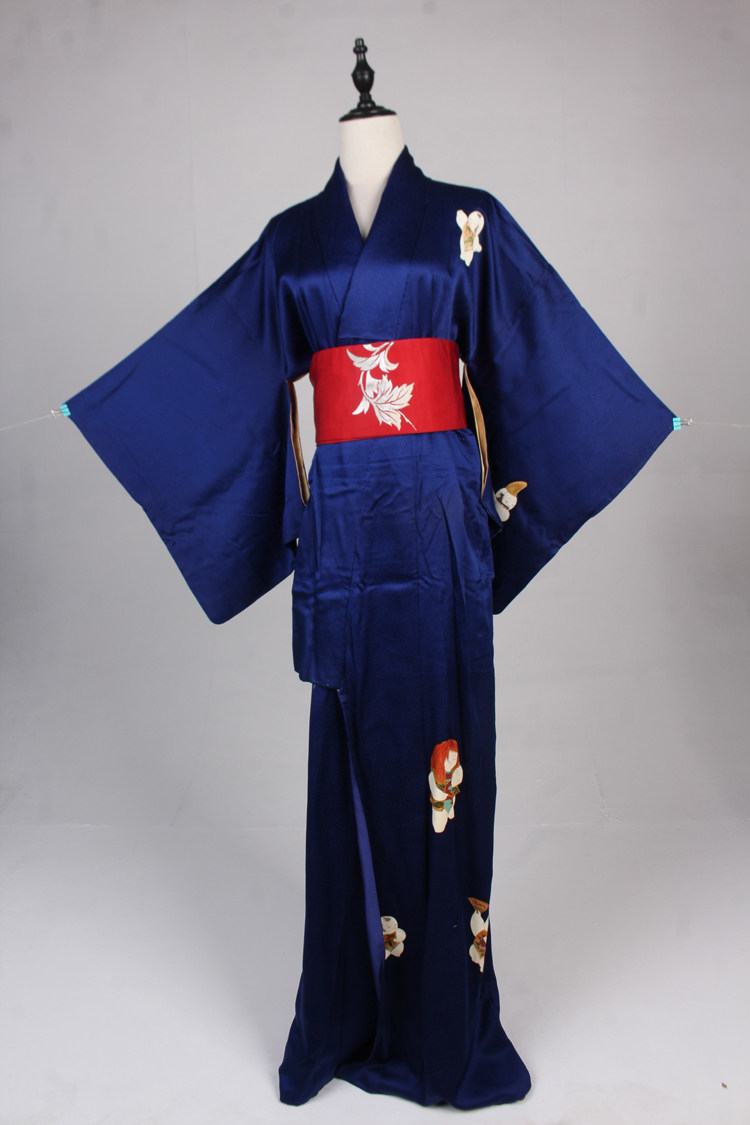 HF01022古着vintage日本制传统民族服饰节日演出重工振袖长款和服