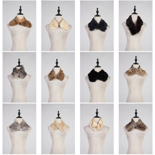 WJ329古着vintage中古日系意大利秋冬季 真皮草兔毛狐狸毛围巾毛领