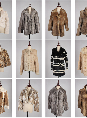 TM497古着vintage日系保暖真皮草冬季兔毛外套