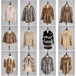 TM497古着vintage日系保暖真皮草冬季兔毛外套