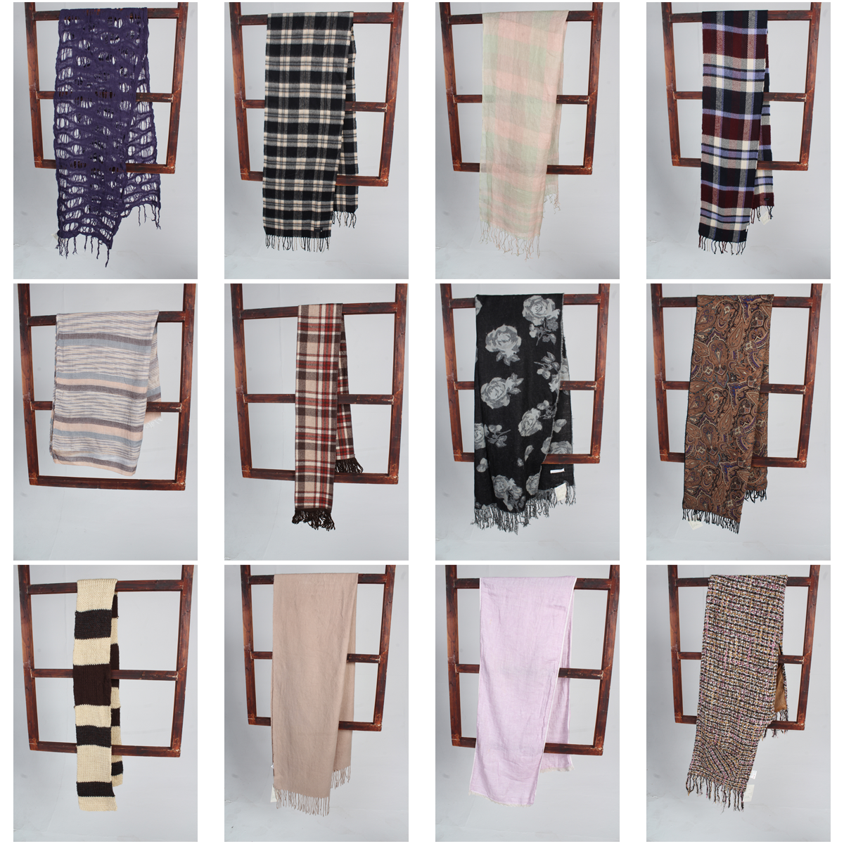 WJ188古着vintage日系秋冬羊毛呢法式意大利文艺复古风围巾披肩