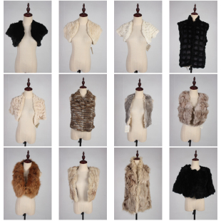 TM496古着vintage日系甜美风少女款 保暖秋冬真皮草兔毛马甲