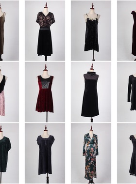 SR23古着vintage中古文艺知性风古典赫本风金丝绒复古风连衣裙女