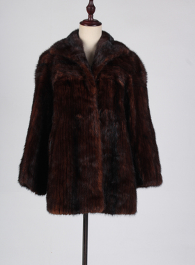 TM230-02889古着vintage秋冬真皮草水貂毛外套