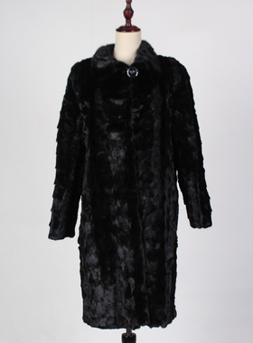 TM246-03158古着vintage冬季保暖复古风真皮草水貂毛绒中长款外套