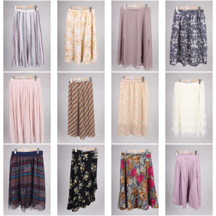 BK930古着vintage春夏花色日系中古花色复古风文艺风中长款 半身裙