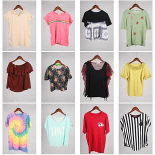 上衣 休闲复古风百搭圆领短袖 XT861古着vintage夏季 美式