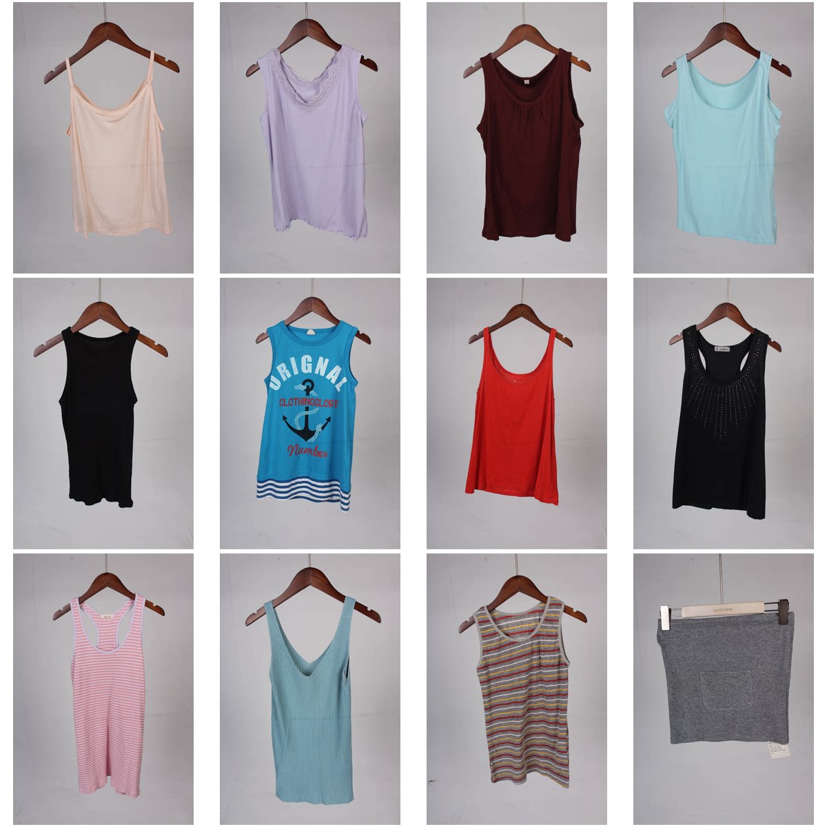 XT599古着vintage日系日常休闲百搭基础款女装夏季吊带背心上衣