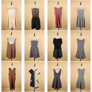 BX99古着vintage日系格子文艺风秋冬毛呢中长款复古风无袖连衣裙