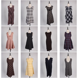 BX70古着vintage日系文艺复古风春秋女装中长款连衣裙背心吊带裙