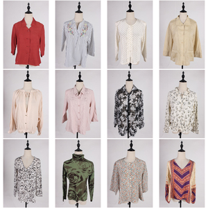 FC282古着vintage春夏日系复古风法式女装花色衬衫雪纺衬衣