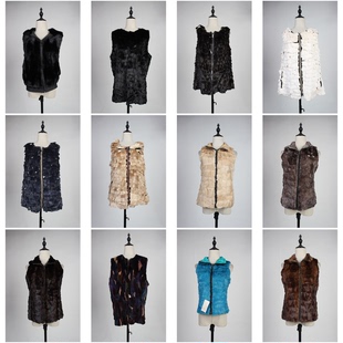 TM431古着vintage日系中古甜美风秋冬真皮草马甲