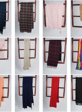 WJ176古着vintage日系秋冬羊毛呢法式意大利文艺复古风围巾披肩