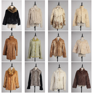 TM468古着vintage日系冬季保暖真皮草兔毛外套