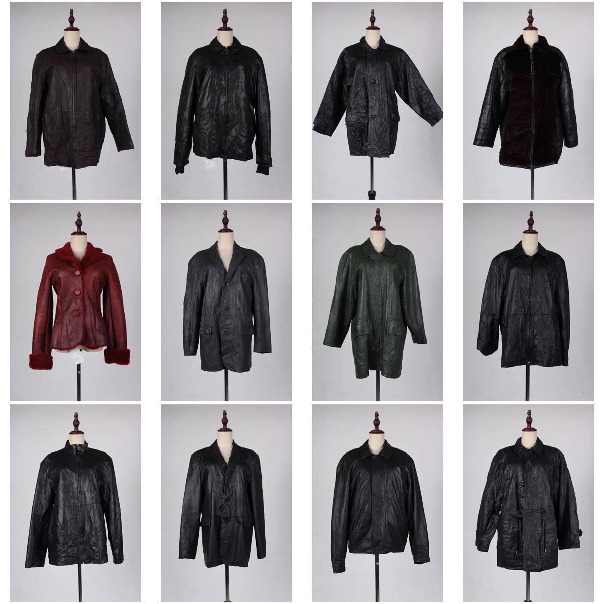 PP16古着vintage秋冬复古风机车中古日系真皮皮衣外套女