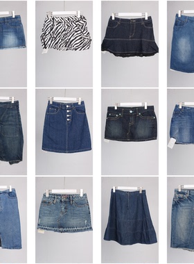BK108古着vintage日制小个子韩版夏季年轻款辣妹风学院风牛仔短裙