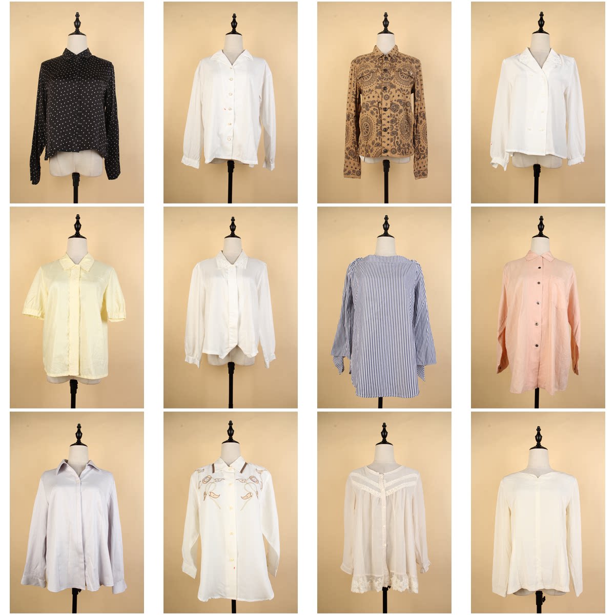 FC241古着vintage春夏中古复古风日常休闲百搭衬衫简约女装衬衣