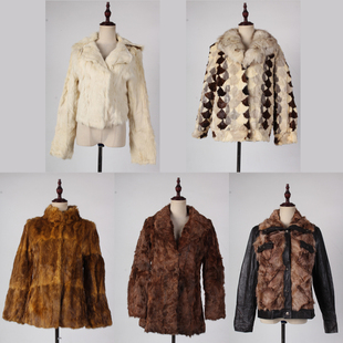 TM58中古vintage古着真皮草羚羊毛貂毛狐狸毛厚重冬季保暖外套