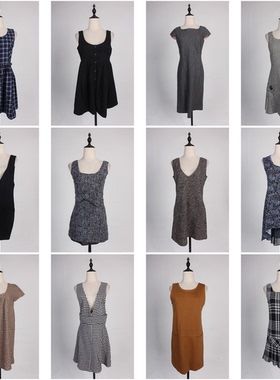 BX92古着vintage日系文艺复古风女装毛呢秋冬无袖背心裙连衣裙