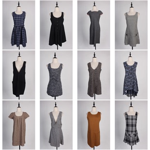 BX92古着vintage日系文艺复古风女装 背心裙连衣裙 毛呢秋冬无袖