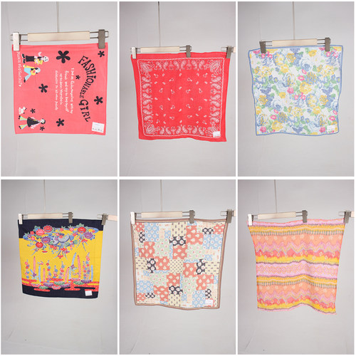 SW133古着vintage复古风方巾手帕