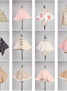 DA221古着vintage秋冬毛呢复古风英伦法式优雅女装披肩斗篷