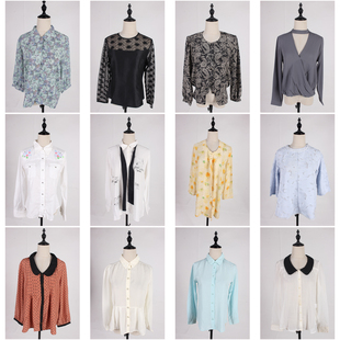 FC280古着vintage春夏日系复古风法式女装花色衬衫雪纺衬衣