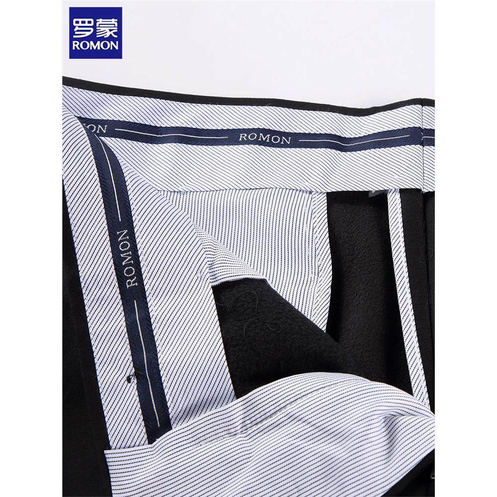 罗蒙高端羊毛加绒西裤冬季男士加厚宽松直筒商务正装免烫抗皱裤子