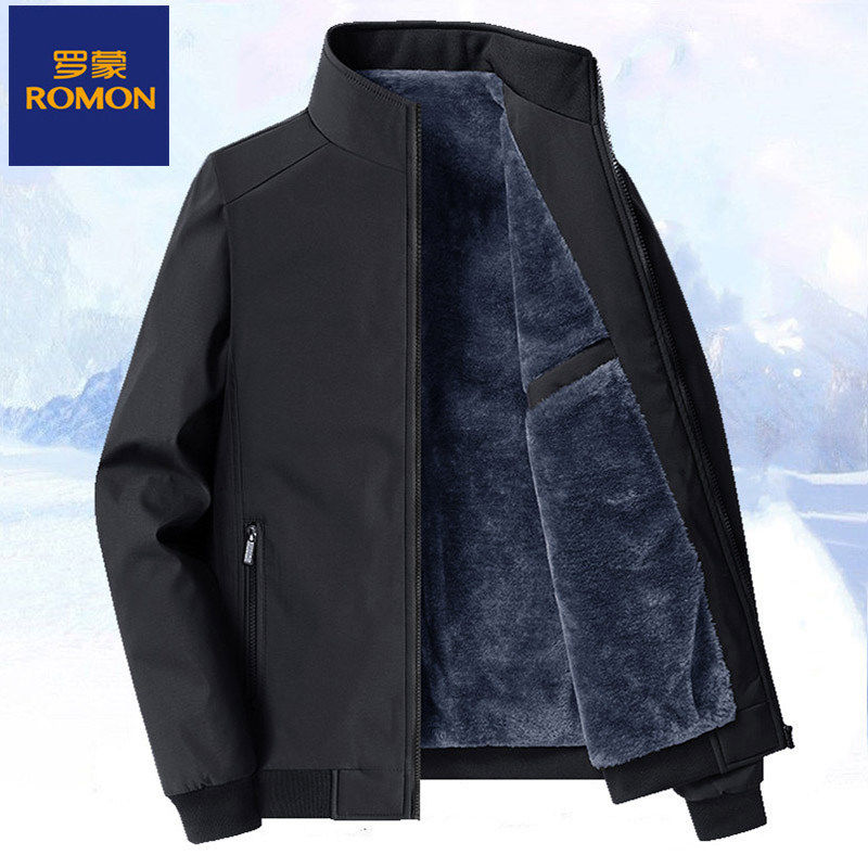 罗蒙高端2026新款秋冬季羊羔绒外套男中老年棉衣冬装加厚男士夹克