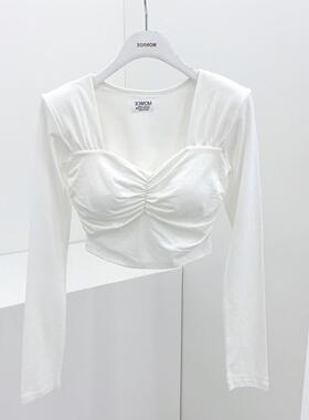 现Onoev22秋新款纯色低领褶皱长袖打底083103