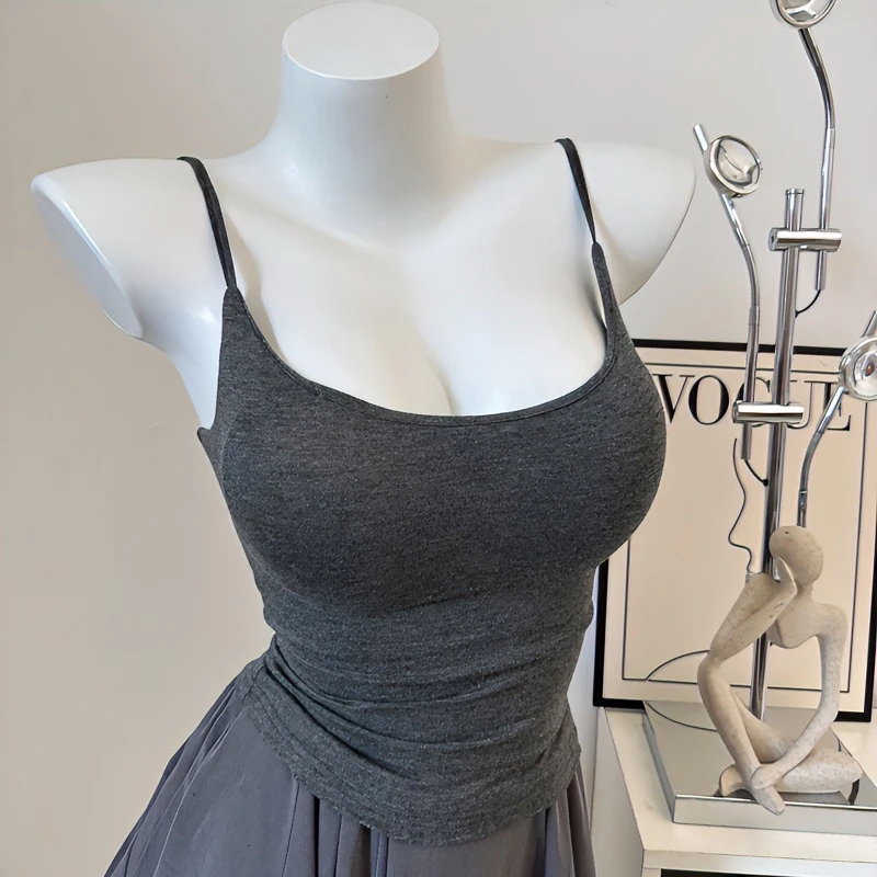 Onoev自带胸垫无中生有增杯外扩显胸吊带上衣内搭修身背心女