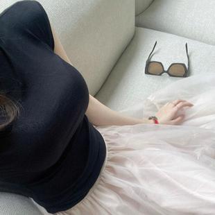 柔软百搭半高领微透紧身无袖 OnoevQN761性感女人味 T恤se