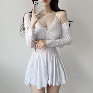 OnoevMJ201优雅气质女人味 性感蕾丝吊带裙 开衫 套装