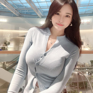 当天发 T恤 QH772性感女人 纽扣心机丰满显身材长袖