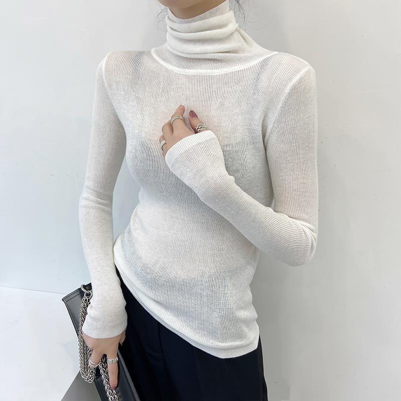 细羊毛~弹力高领羊绒针织衫女显瘦2022秋季新款韩国气质长袖打底