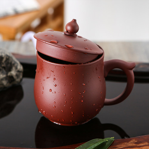 陶纹山屋  全手工紫砂杯名家带盖杯子 宜兴原矿定制刻字泡茶茶杯 - 封面
