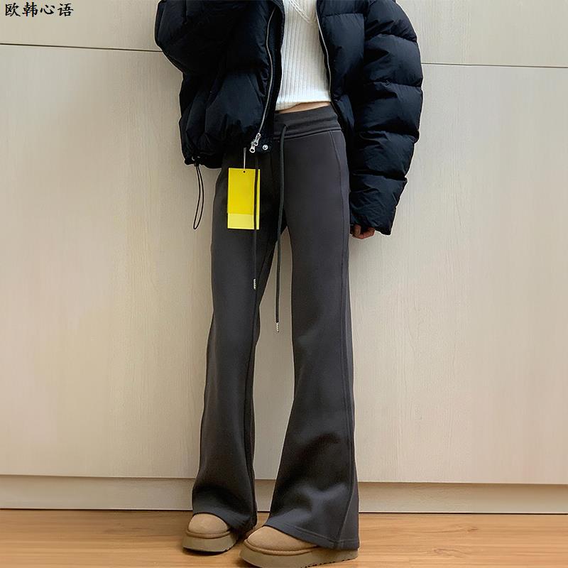 深灰色微喇休闲裤女2024秋