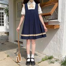 森女日系部落夏季甜美少女学院风jk制服套装女可爱学生闺蜜连衣裙