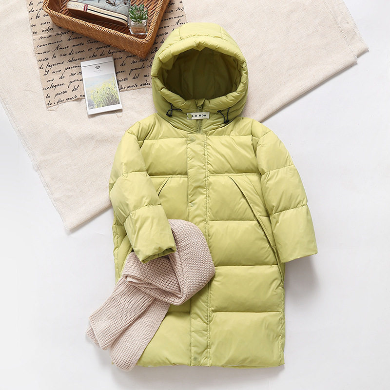 品牌折扣店outlet专柜冬装新款男女儿童韩版加厚长款连帽羽绒服