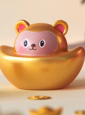 十二生肖元宝摆件可爱兔子招财装饰品创意桌面装饰生日礼物12属相