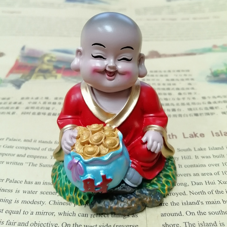 禅意妙趣小沙弥家居装饰品北京礼物工艺品和尚小摆件创意可爱脸谱