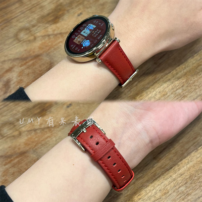 柔软高级感头层牛皮红色真皮表带